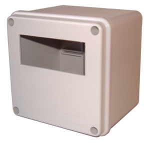 Box enclosure pre-cut for 71x29mm thermostats
