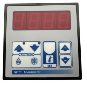 Single stage thermostat for heating or cooling