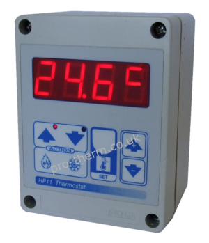 Single stage thermostat for heating or cooling